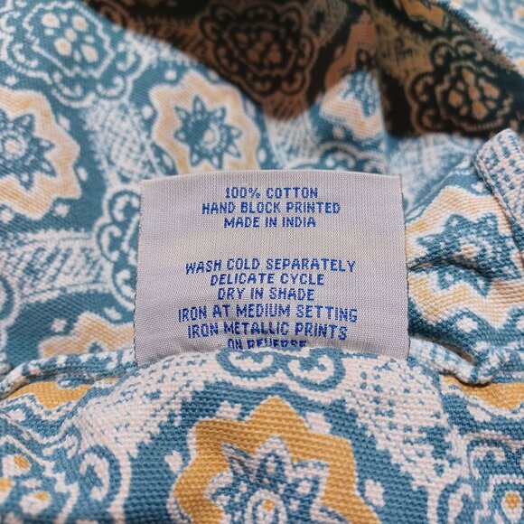 John Robshaw 100% Cotton Hand Block Printed Std Pillow Shams Global Boho Artisan - Picture 7 of 7